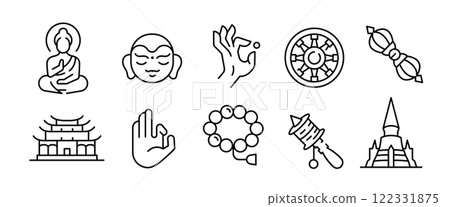 Buddhism Icons Set 122331875