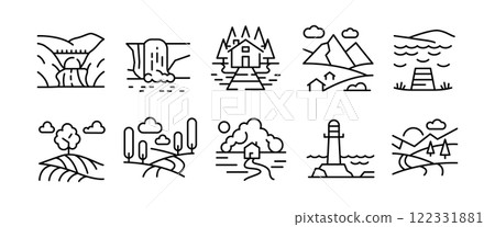 Landscape Icons Set Landscape Icons Set 122331881