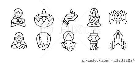 Diwali Icons Set 122331884