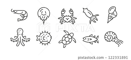 Sea Food Icon Set 122331891