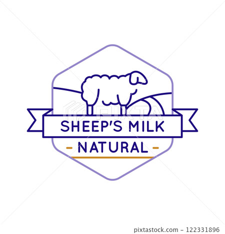 Simple Logo with Fresh Farm Natural Sheep Milk Icon Simple Logo with Fresh Farm Natural Sheep Milk Icon 122331896