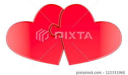 Red Hearts from puzzles connected, 3D rendering Red Hearts from puzzles connected, 3D rendering 122331960