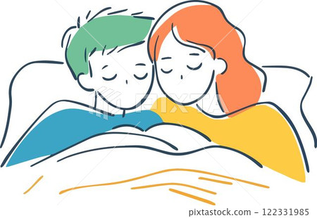 Love romantic couple sleeping in bed. Relationships concept. 122331985