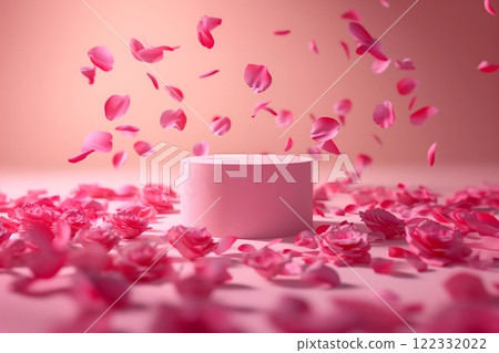 Podium with pink rose 122332022