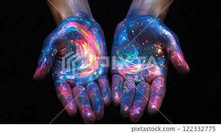 Hands Covered In Glow-In-The-Dark Paint 122332775