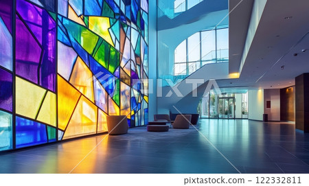Modern Abstract Stained Glass Wall 122332811
