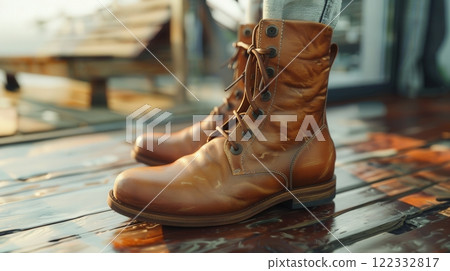 New Pair Of Leather Brown Boots 122332817