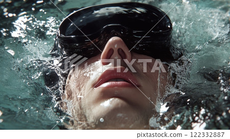 Face Close-Up Relaxed Laying In The Water Face Close-Up Relaxed Laying In The Water 122332887