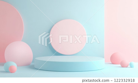 3D abstract shapes in a pastel palette 122332918