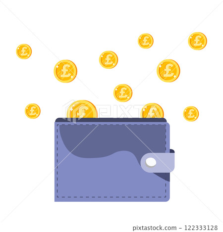 Wallet overflowing with coins symbolizing wealth and financial prosperity Wallet overflowing with coins symbolizing wealth and financial prosperity 122333128