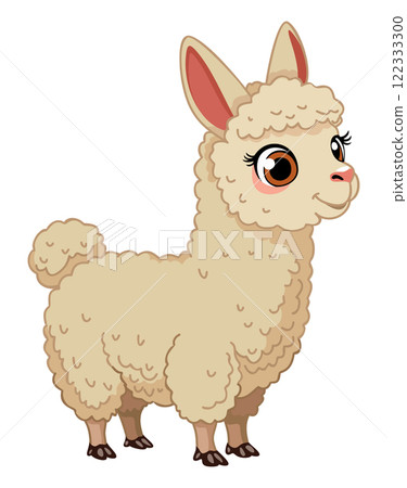 Cute cartoon lama. Vector isolated illustration 122333300