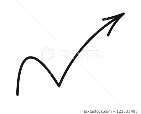 Doodle arrow pointing top corner Doodle arrow pointing top corner 122333495
