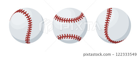 Set of Baseball ball. Sport ball baseball. Flat icon. Sport game equipment. Vector illustration 122333549