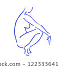 Elegant female silhouette sketch in trendy blue tones on a white background. A professional, minimalistic art piece perfect for modern decor, fashion projects, and stylish design collections. Vector 122333641