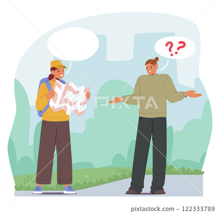 Young traveler asking route but native speaker having troubles in language understanding scene 122333789