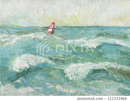 Painting sea view painted with acrylic as an example of painting work Painting sea view painted with acrylic as an example of painting work 122333966