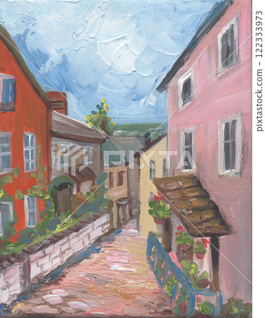 Painting with a view of old Europe 122333973