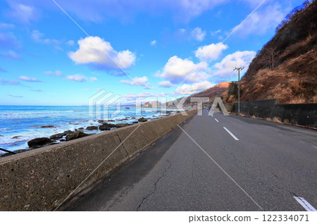 莊內海灘冬季風景日本海海岸道路 122334071