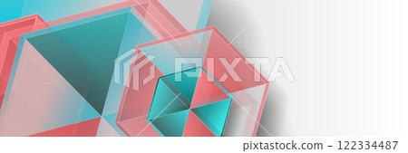 Abstract geometric tech background with glossy blue and red hexagons 122334487
