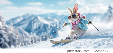 Easter Bunny on Skis, Spring Energy and Festive Mood 122334670