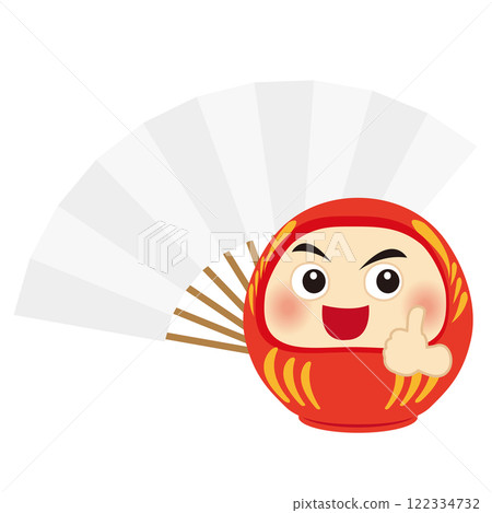 好達摩和白扇的可愛插圖 122334732