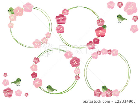 Plum blossom and Japanese white-eye frame set Plum blossom and Japanese white-eye frame set 122334903