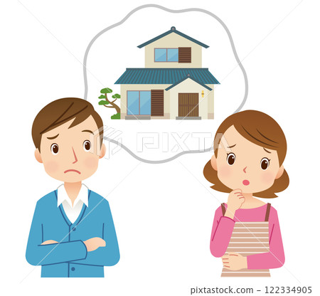 夫婦擔心管理他們的家庭 夫婦擔心買房子 122334905