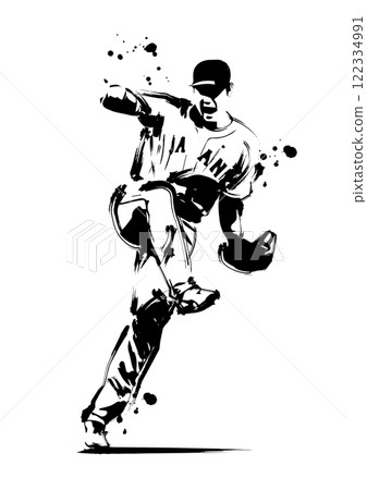 棒球投手揮灑汗水 122334991