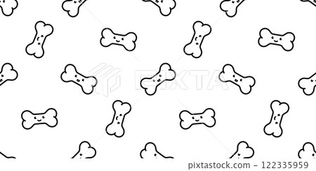 Dog bone seamless pattern face smile doodle cartoon vector tile background gift wrapping paper repeat wallpaper scarf isolated illustration design 122335959