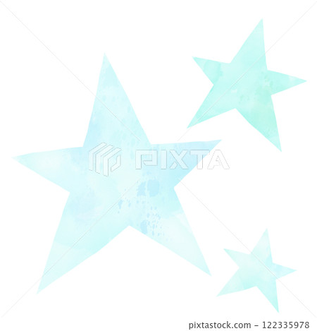 三顆大大小小的藍色星星手繪水彩插圖 122335978
