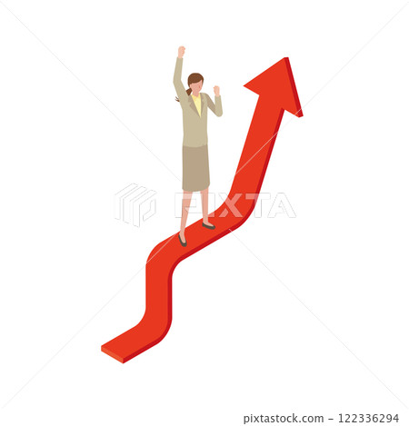 Rising arrow and woman Rising arrow and woman 122336294