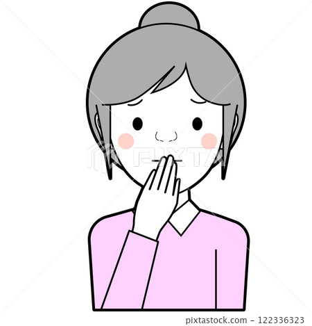 一個滿臉困擾地閉嘴的女人 122336323