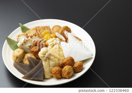 Oden ingredients assortment black background 122336460