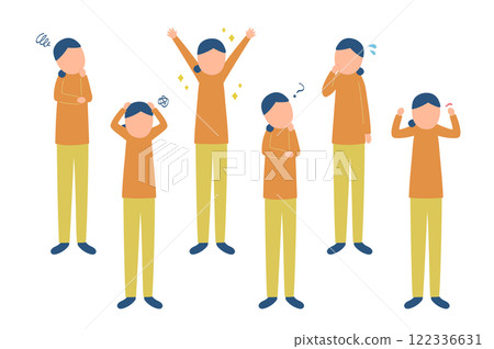 Illustration of a woman with various emotions 122336631