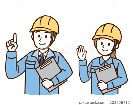 工作服_黃色頭盔_藍色 122336713