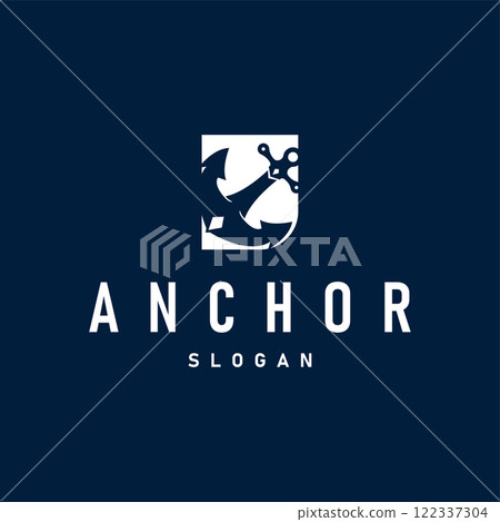 silhouette illustration anchor logo sailor design simple ocean symbol anchor ship marine retro vintage 122337304