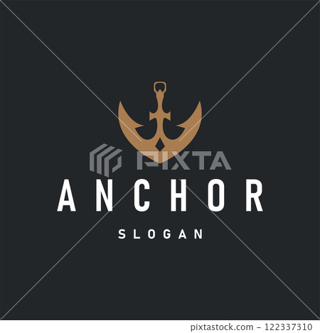 silhouette illustration anchor logo sailor design simple ocean symbol anchor ship marine retro vintage 122337310