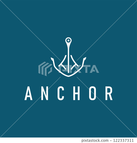 silhouette illustration anchor logo sailor design simple ocean symbol anchor ship marine retro vintage 122337311