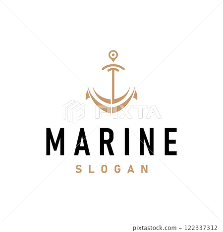 silhouette illustration anchor logo sailor design simple ocean symbol anchor ship marine retro vintage 122337312