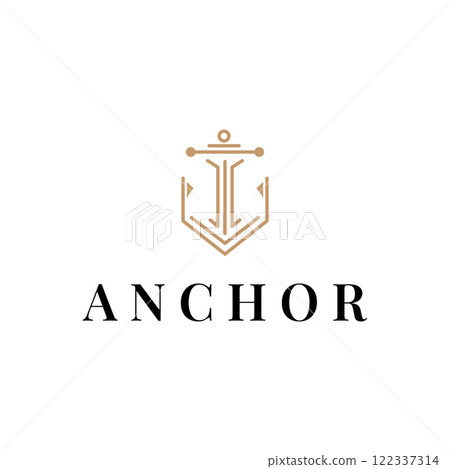 silhouette illustration anchor logo sailor design simple ocean symbol anchor ship marine retro vintage 122337314