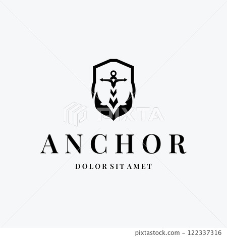 silhouette illustration anchor logo sailor design simple ocean symbol anchor ship marine retro vintage 122337316