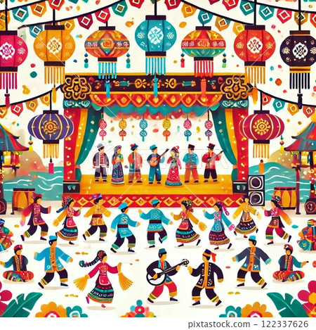 Japanese festival dance illustration 122337626