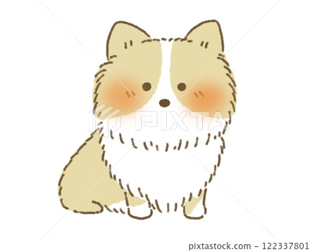 Illustration of a sitting beige corgi, hand-drawn style 122337801