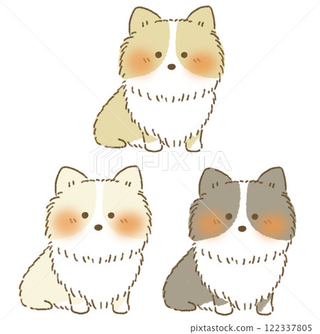 坐柯基犬手繪風格插畫集 122337805