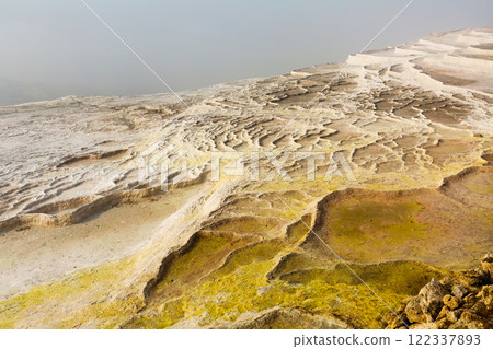 White terraced baths of Pamukkale thermal springs, Turkey White terraced baths of Pamukkale thermal springs, Turkey 122337893