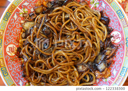 Jjajangmyeon is a Korean-style Chinese noodle dish that is popular in Korea because of its sweet and salty taste Jjajangmyeon is a Korean-style Chinese noodle dish that is popular in Korea because of its sweet and salty taste 122338300