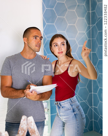 Man and woman discussing home improvement works 122338482