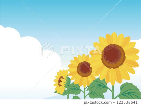 Sunflower and blue sky landscape Sunflower Sunflower Hand-drawn Frame Template Background Simple Illustration material Sunflower and blue sky landscape Sunflower Sunflower Hand-drawn Frame Template Background Simple Illustration material 122338641