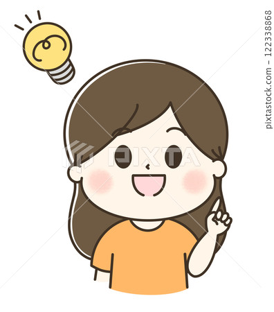 Cute and relaxed illustration of a woman flashing a light bulb Cute and relaxed illustration of a woman flashing a light bulb 122338868