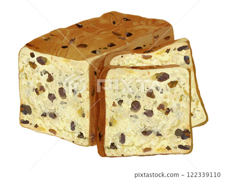 Raisin Bread (loaf and slice) 122339110